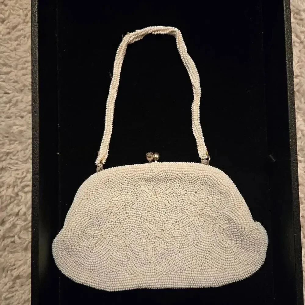 Walborg Vintage White Beaded Evening Bag Japan